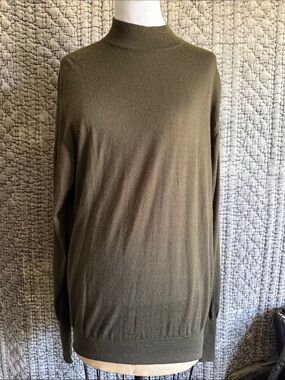 Loro Piana Olive Green Turtleneck Sweater 70%Cashmere 30%Silk